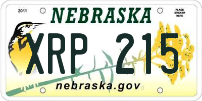 NE license plate XRP215