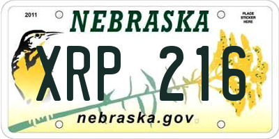 NE license plate XRP216