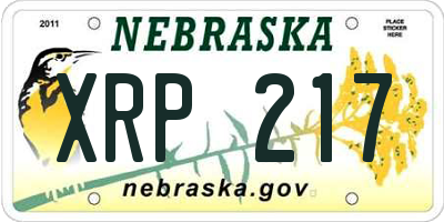 NE license plate XRP217