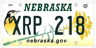 NE license plate XRP218