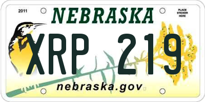 NE license plate XRP219