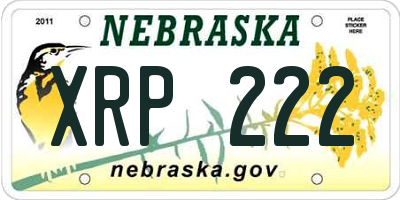 NE license plate XRP222