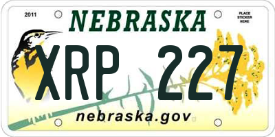 NE license plate XRP227