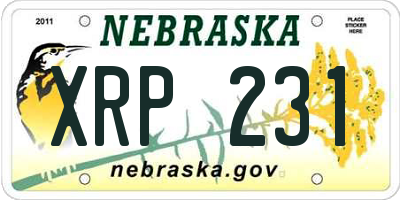 NE license plate XRP231