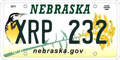 NE license plate XRP232