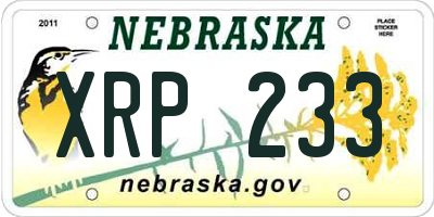 NE license plate XRP233