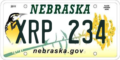 NE license plate XRP234