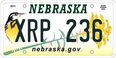 NE license plate XRP236