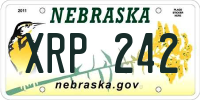 NE license plate XRP242