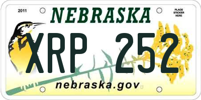 NE license plate XRP252