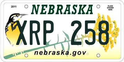 NE license plate XRP258