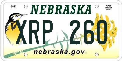 NE license plate XRP260