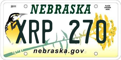 NE license plate XRP270