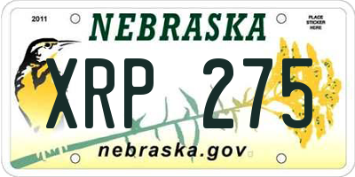 NE license plate XRP275
