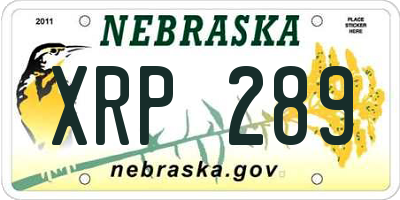 NE license plate XRP289