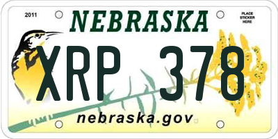NE license plate XRP378