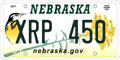NE license plate XRP450
