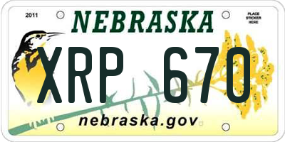 NE license plate XRP670