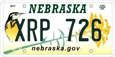 NE license plate XRP726
