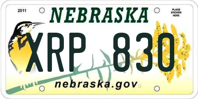 NE license plate XRP830