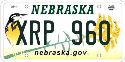 NE license plate XRP960