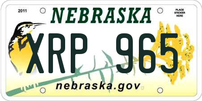 NE license plate XRP965