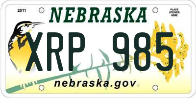 NE license plate XRP985