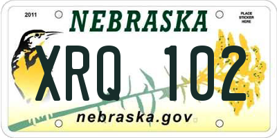 NE license plate XRQ102