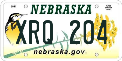 NE license plate XRQ204