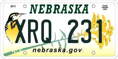NE license plate XRQ231