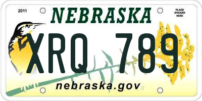NE license plate XRQ789