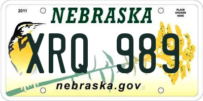 NE license plate XRQ989