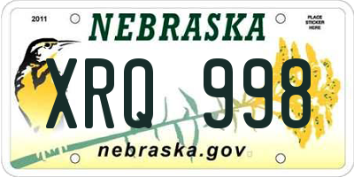 NE license plate XRQ998