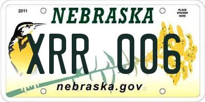 NE license plate XRR006