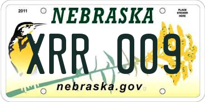 NE license plate XRR009