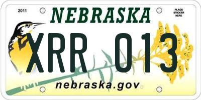 NE license plate XRR013