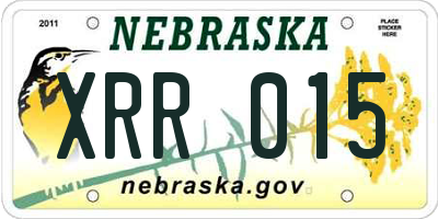 NE license plate XRR015