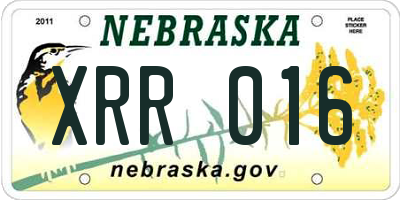 NE license plate XRR016