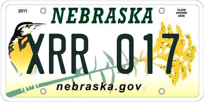 NE license plate XRR017