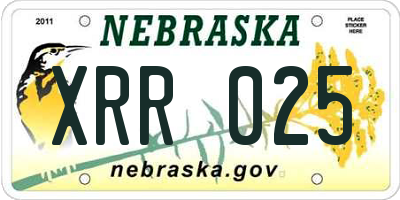 NE license plate XRR025