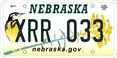 NE license plate XRR033