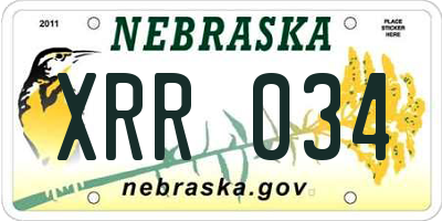 NE license plate XRR034
