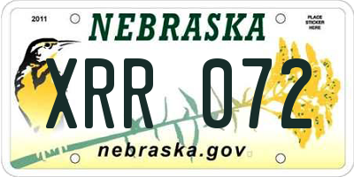 NE license plate XRR072