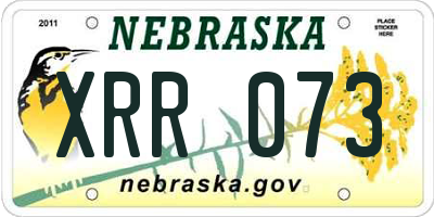 NE license plate XRR073