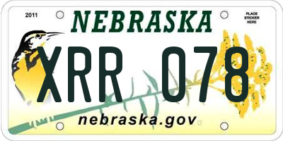 NE license plate XRR078