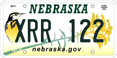 NE license plate XRR122