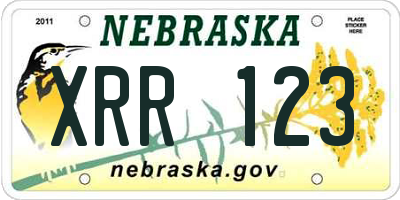 NE license plate XRR123