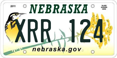 NE license plate XRR124