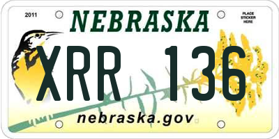 NE license plate XRR136