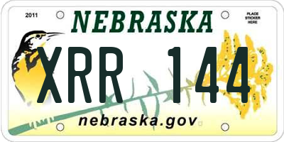 NE license plate XRR144